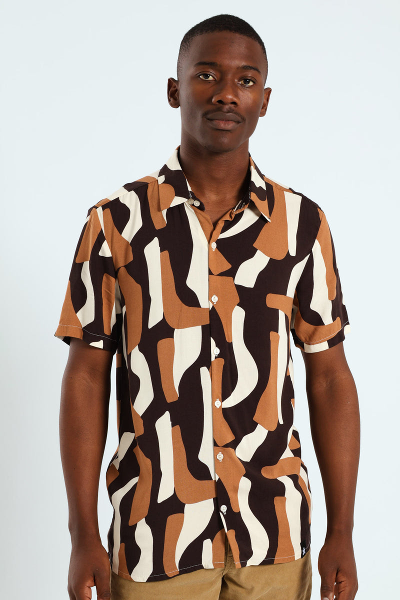 Geo Viscose Shirt - Brown