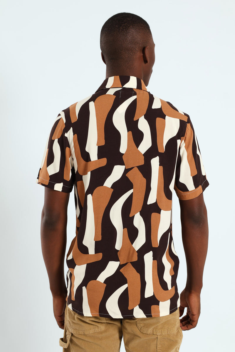 Geo Viscose Shirt - Brown