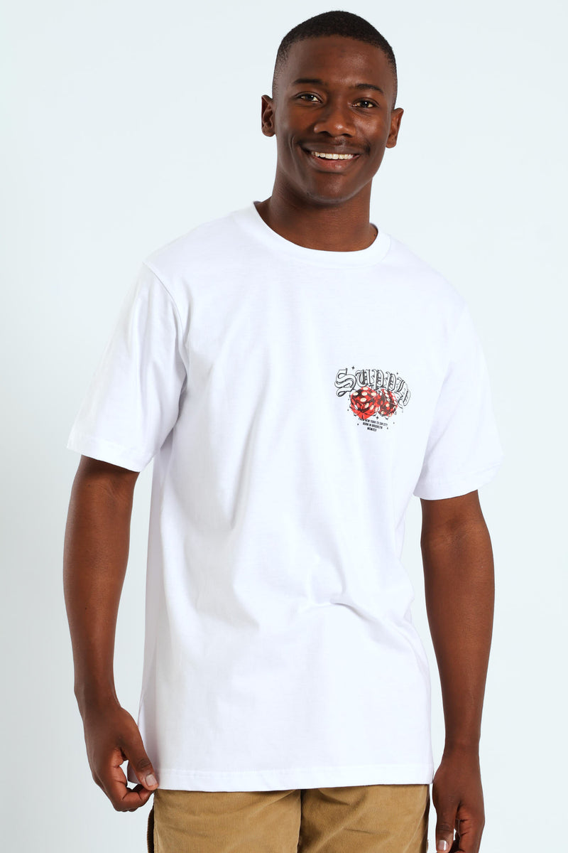 Dice Print Front & Back Tee - White