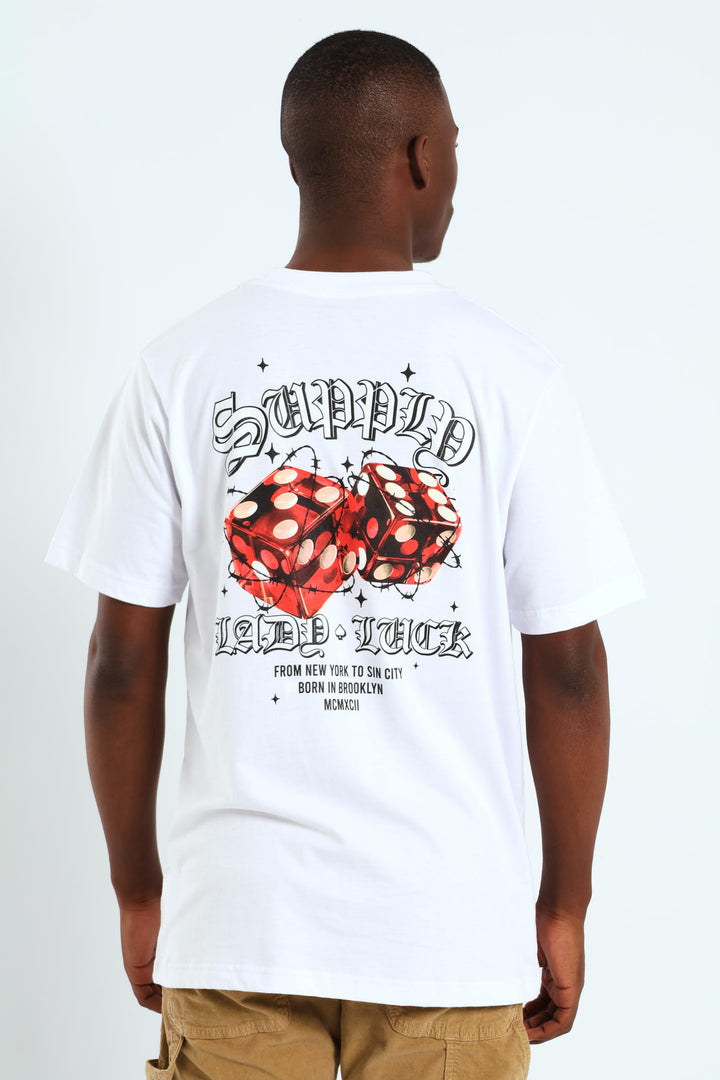 Dice Print Front & Back Tee - White
