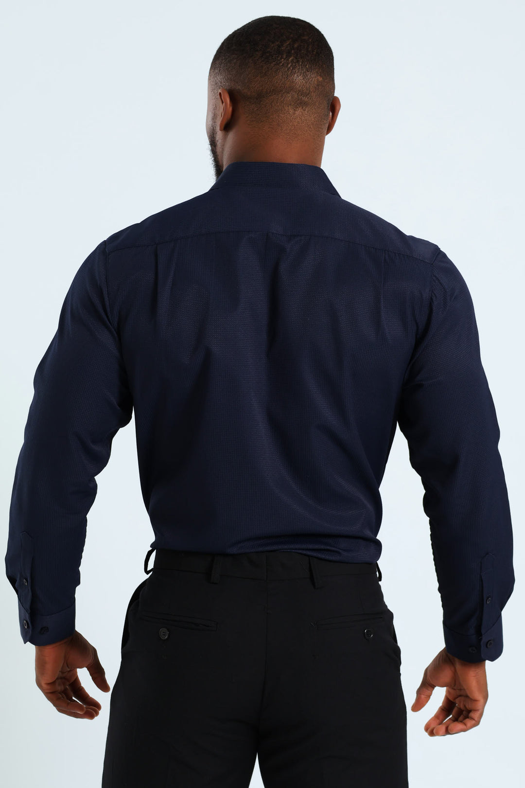 Textured Long Sleeve Shirt - Navy