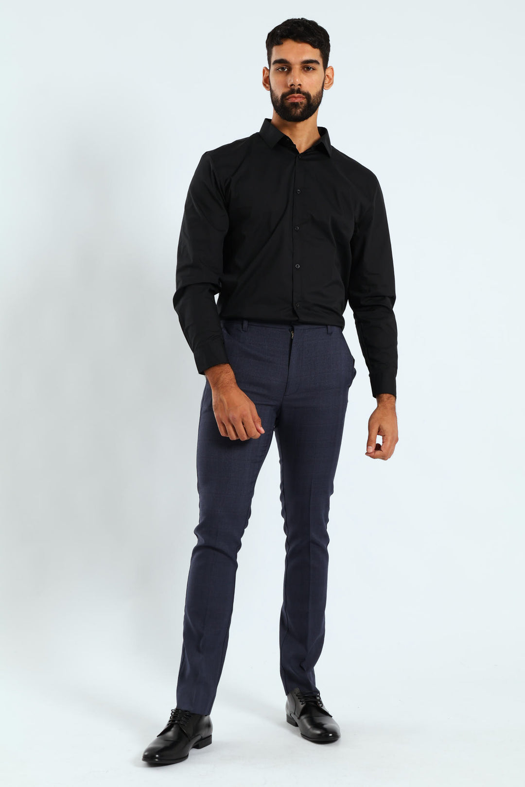 Check Trousers - Navy