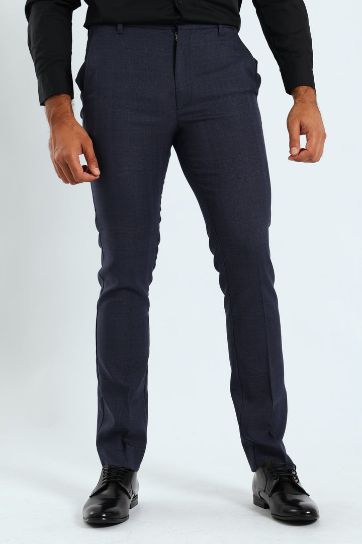 Check Trousers - Navy