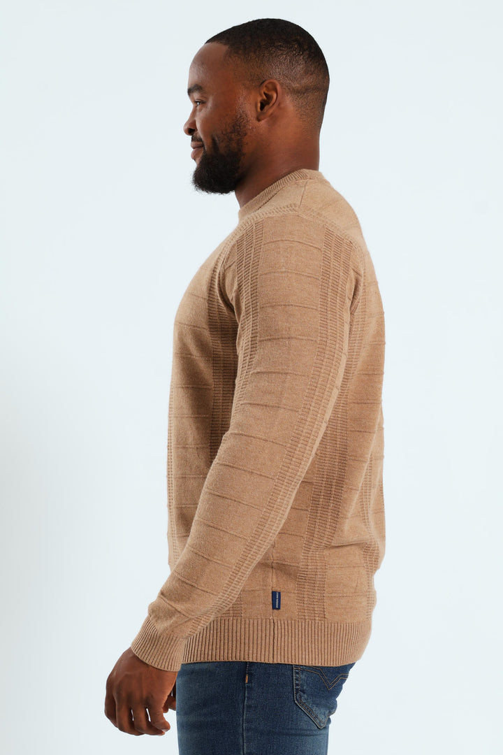 Check Jacquard Crew Knitwear - Taupe