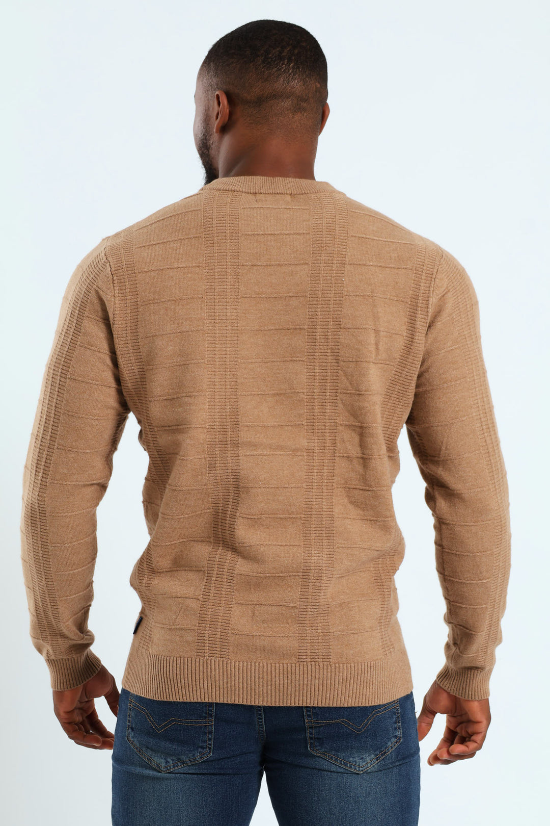 Check Jacquard Crew Knitwear - Taupe