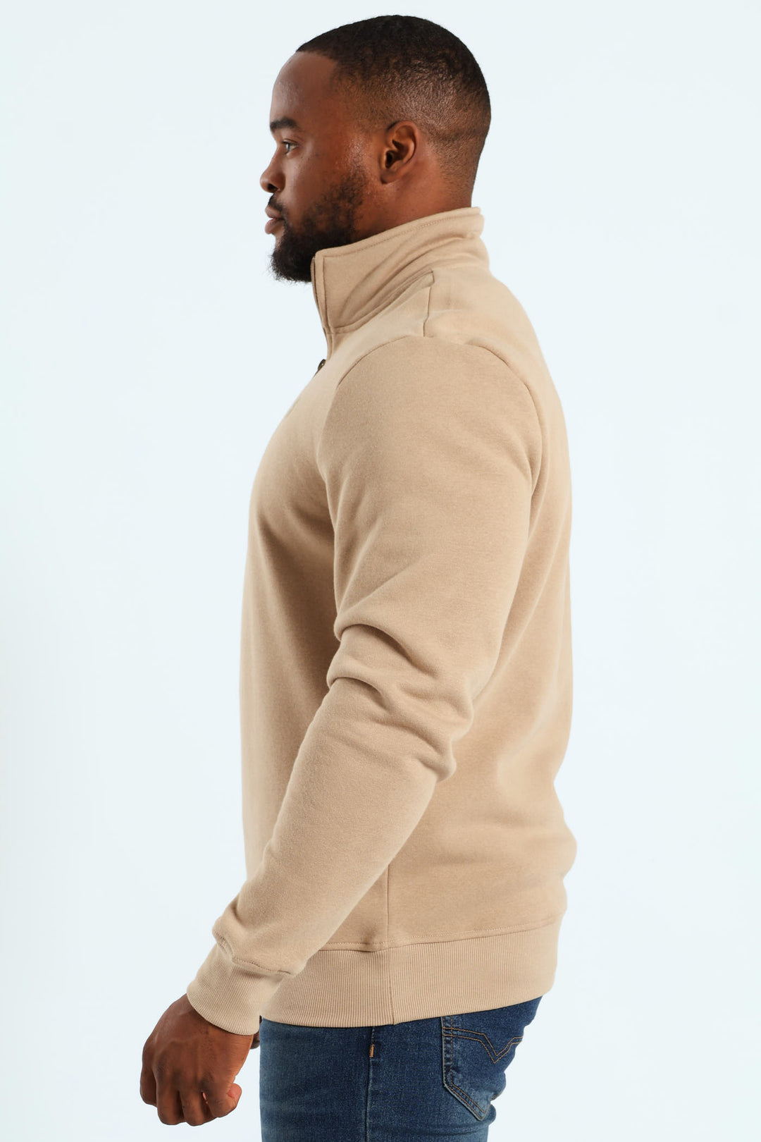1/4 Zip Fleece Sweater - Taupe