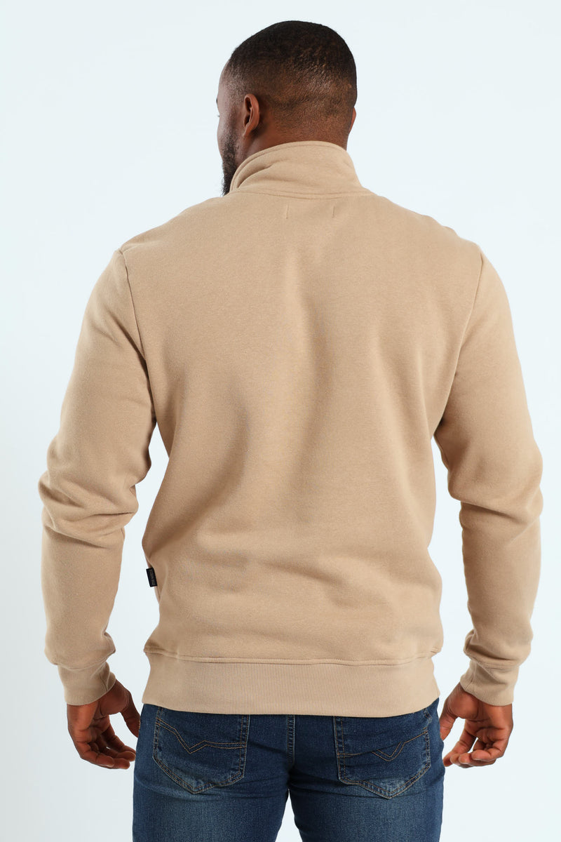 1/4 Zip Fleece Sweater - Taupe