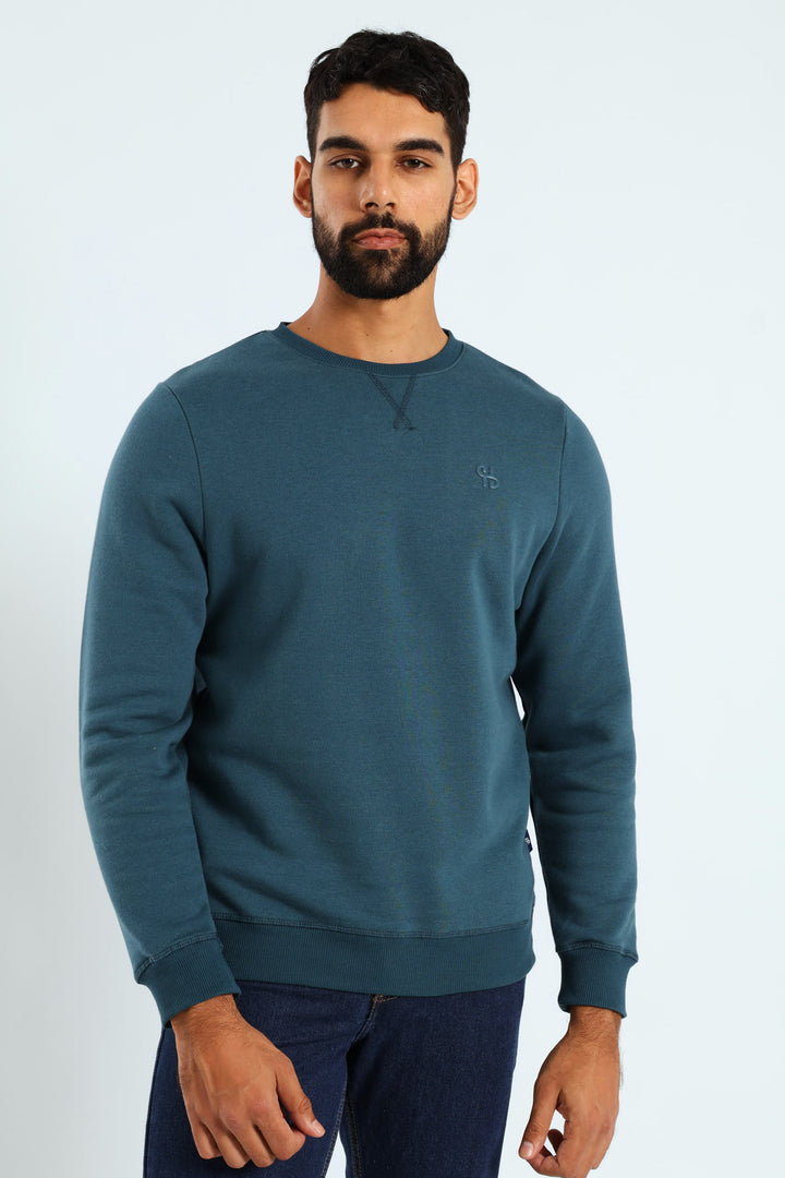 Plain Crew Fleece Sweat Top - Teal