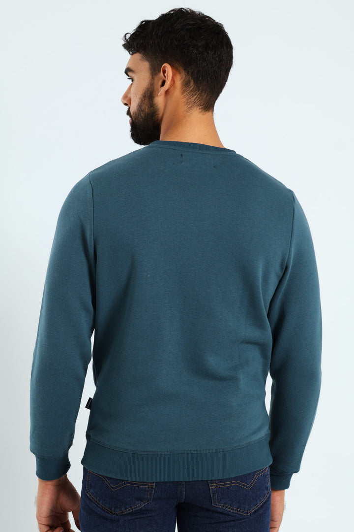 Plain Crew Fleece Sweat Top - Teal