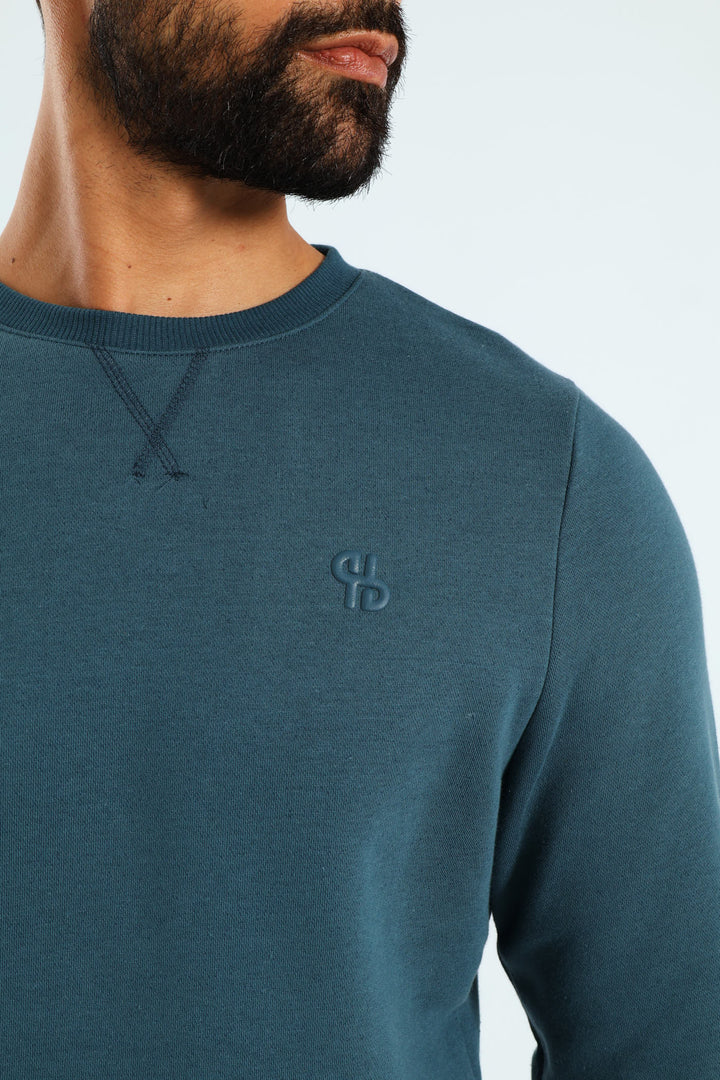 Plain Crew Fleece Sweat Top - Teal