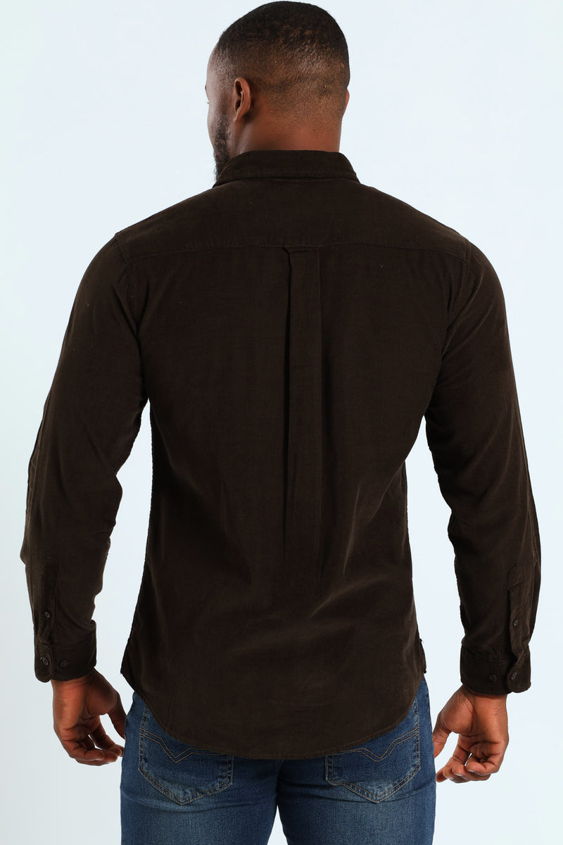 Long Sleeve Corduroy Shirt - Mid Brown