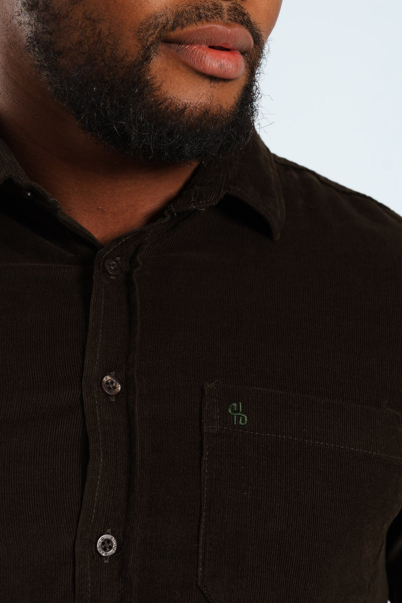 Long Sleeve Corduroy Shirt - Mid Brown