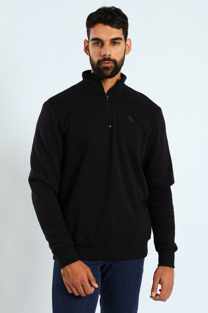 1/4 Zip Fleece Sweater - Black