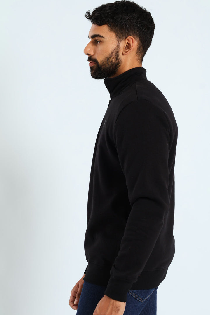 1/4 Zip Fleece Sweater - Black