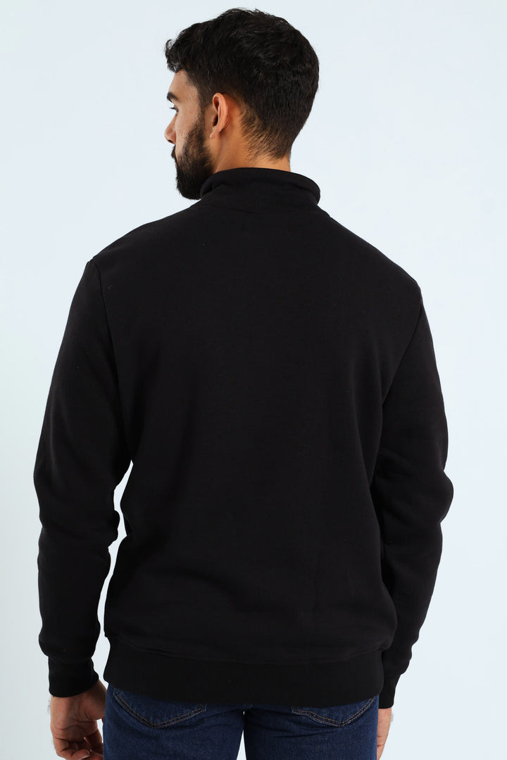 1/4 Zip Fleece Sweater - Black