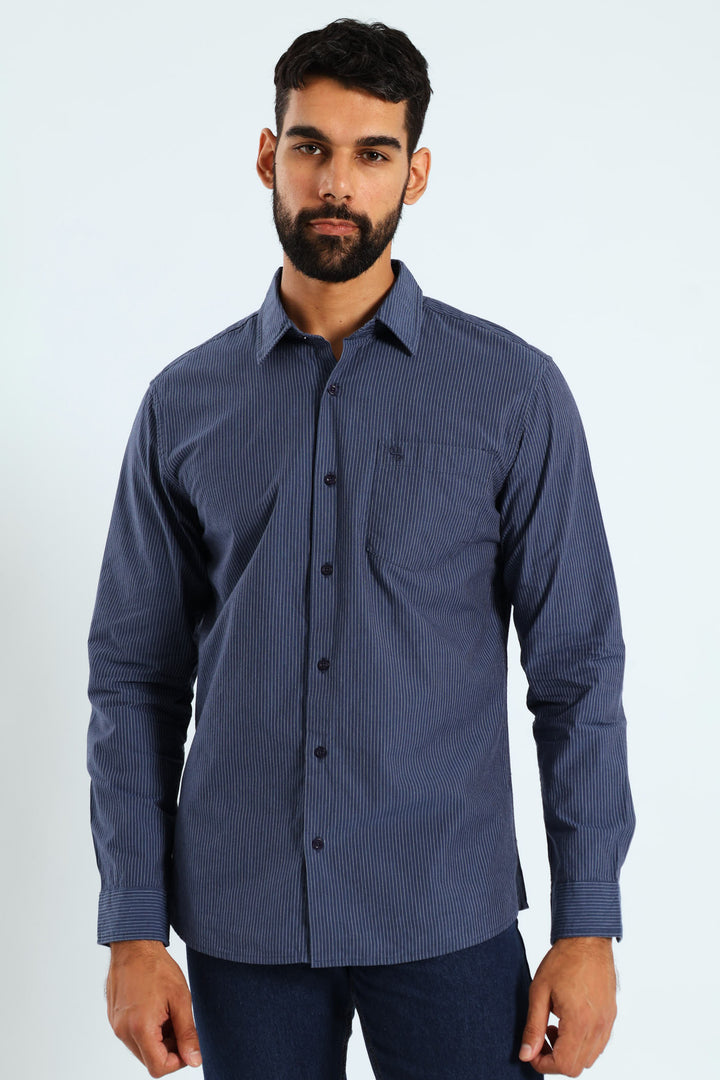 Soft Denim Stripe Shirt - Blue
