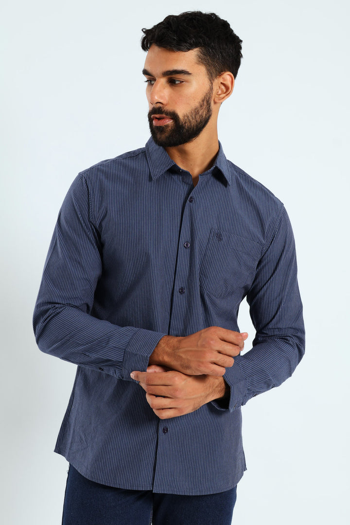 Soft Denim Stripe Shirt - Blue