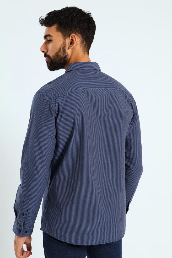 Soft Denim Stripe Shirt - Blue