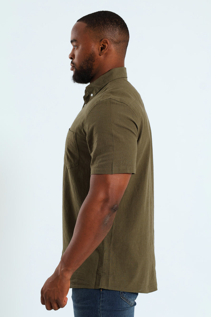 Short Sleeve Slub Shirt - Fatigue