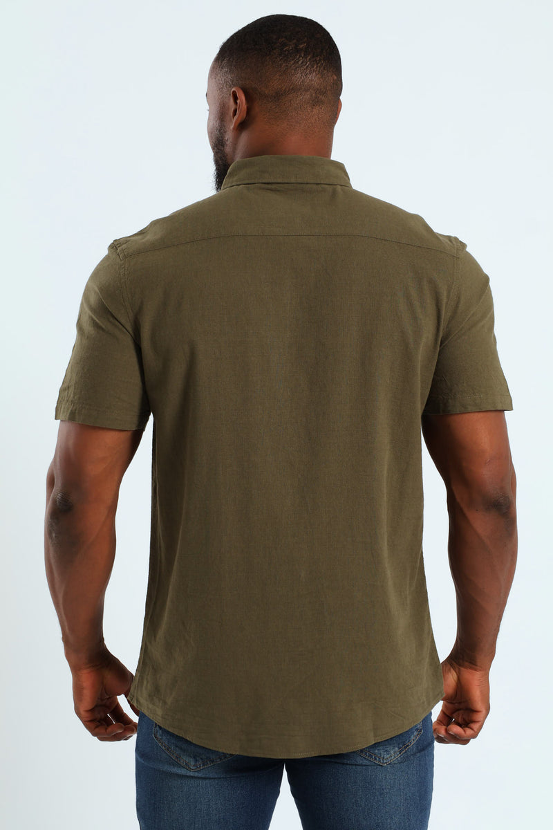Short Sleeve Slub Shirt - Fatigue