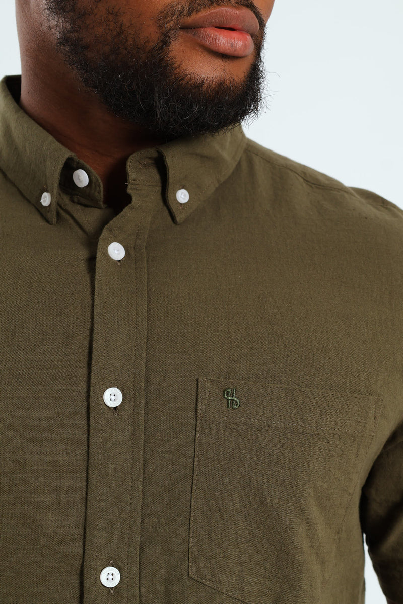 Short Sleeve Slub Shirt - Fatigue