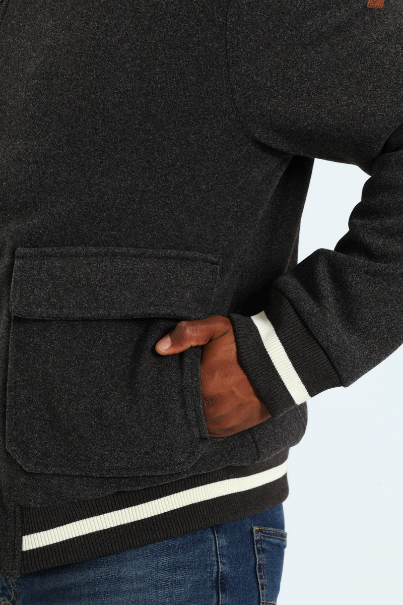 Melton Bomber Jacket - Charcoal