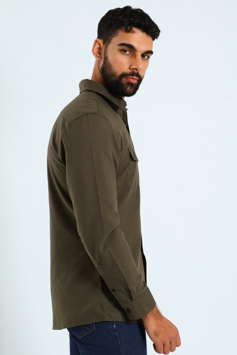 Long Sleeve Utility Over Shirt - Fatigue