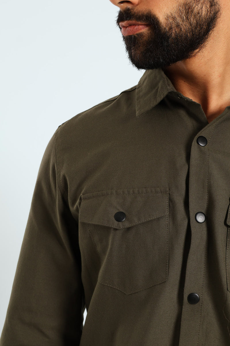 Long Sleeve Utility Over Shirt - Fatigue