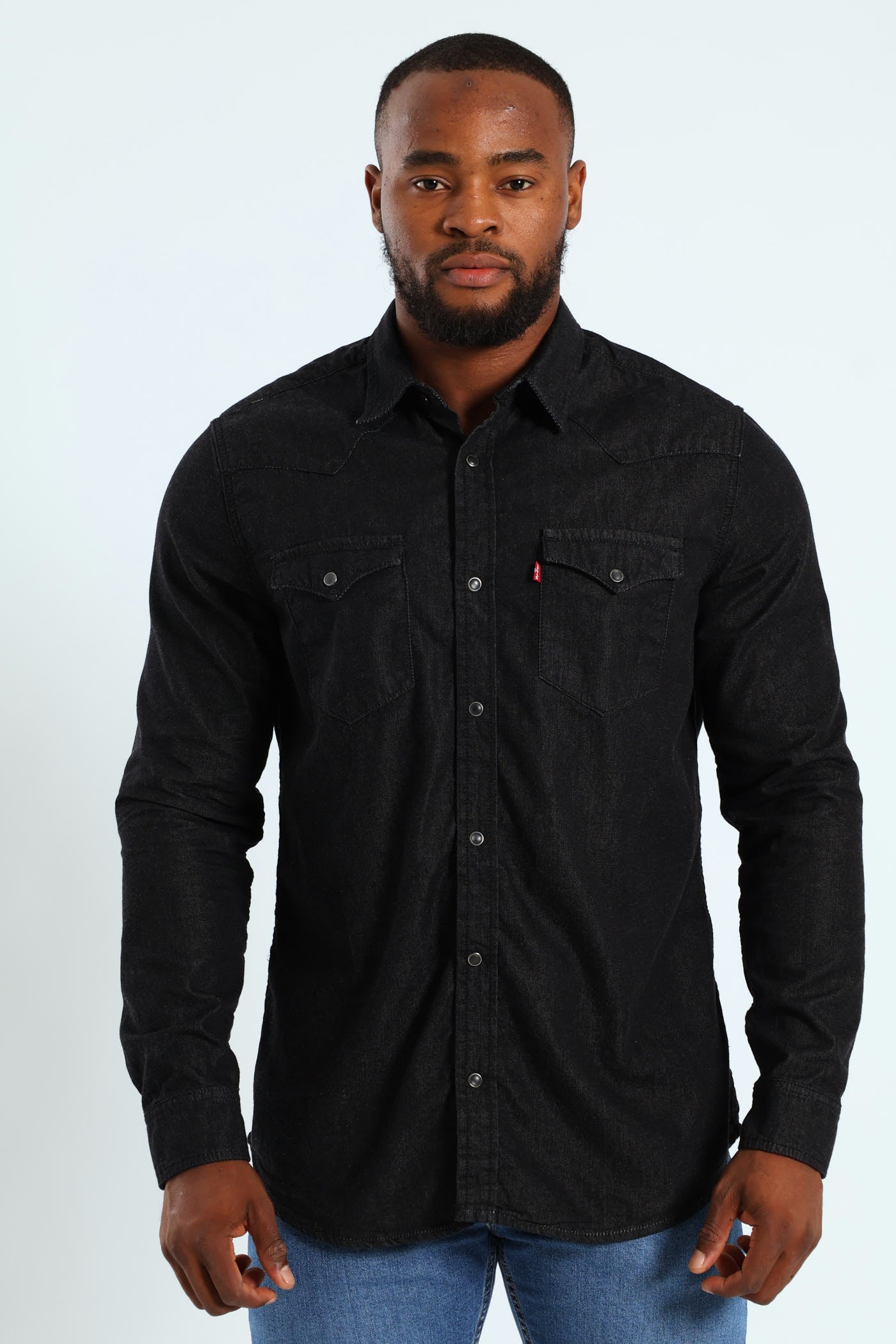 Mens Classic Western Standard Jean Shirt - Black – Edgars