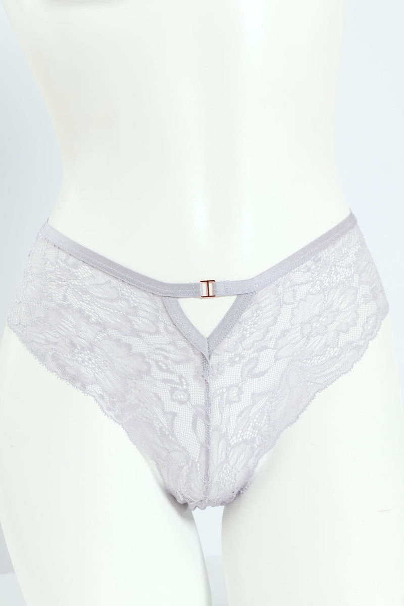 2 Pack Full Lace Midi Panties - Silver/Mauve