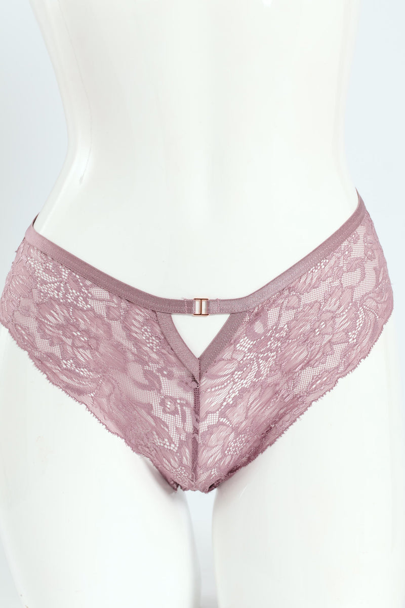 2 Pack Full Lace Midi Panties - Silver/Mauve