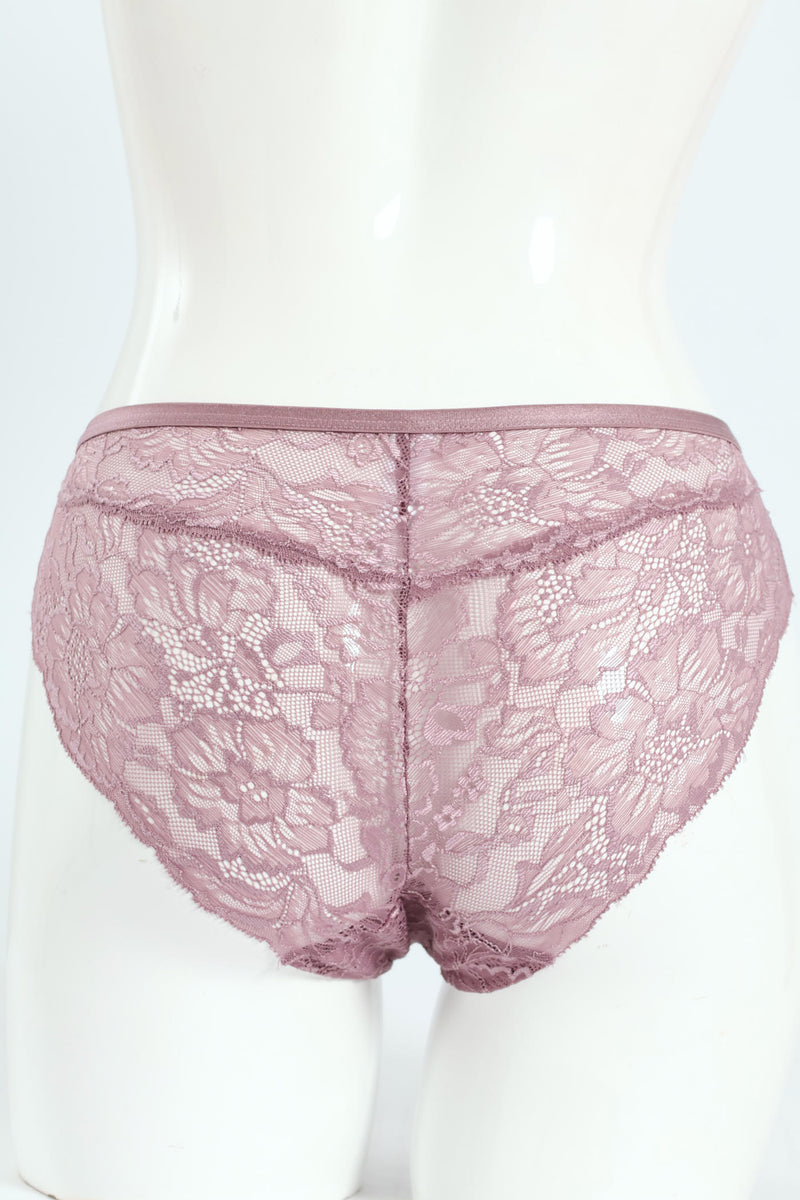 2 Pack Full Lace Midi Panties - Silver/Mauve
