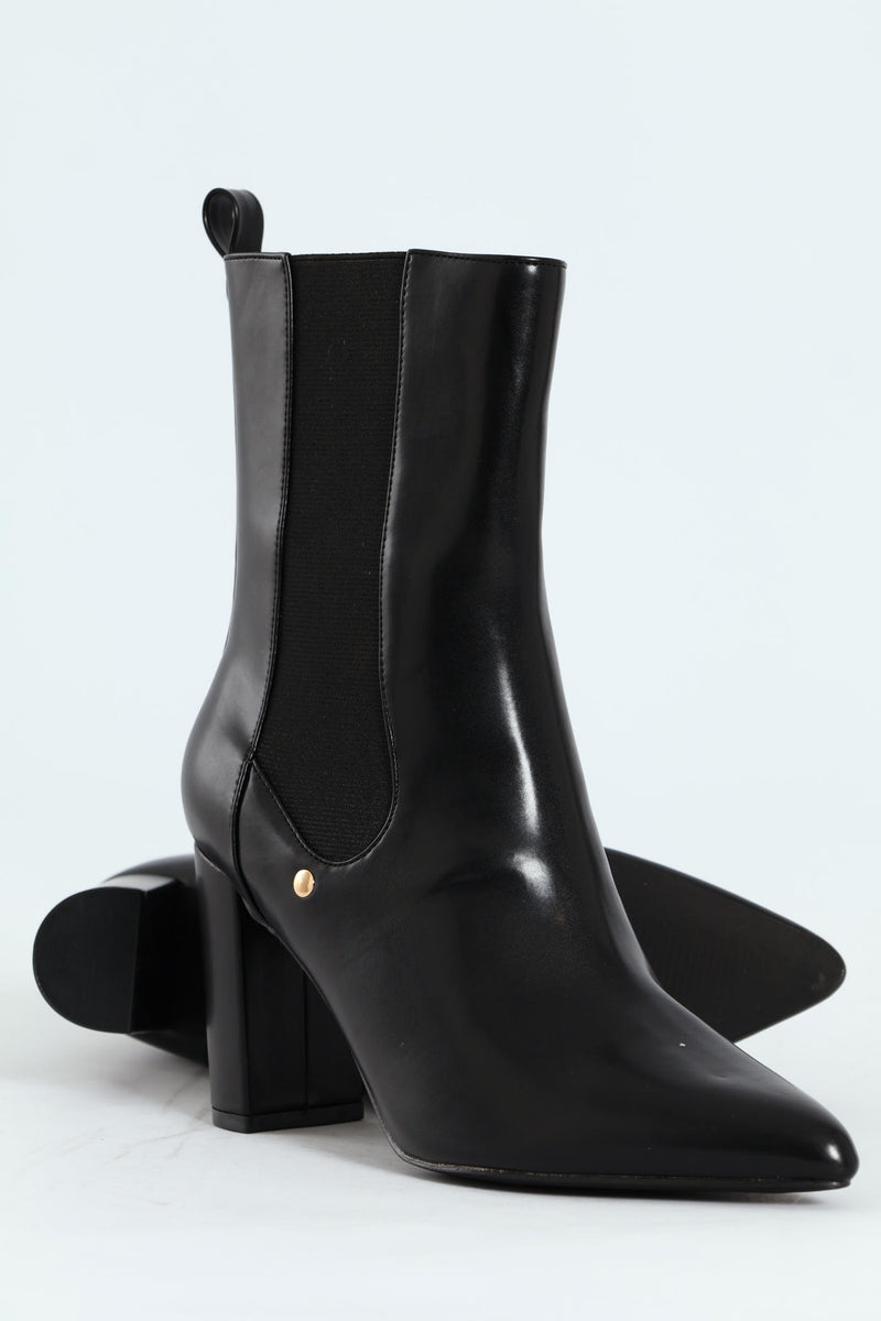 Ladies Zip-Up Heel Boot - Black – Edgars