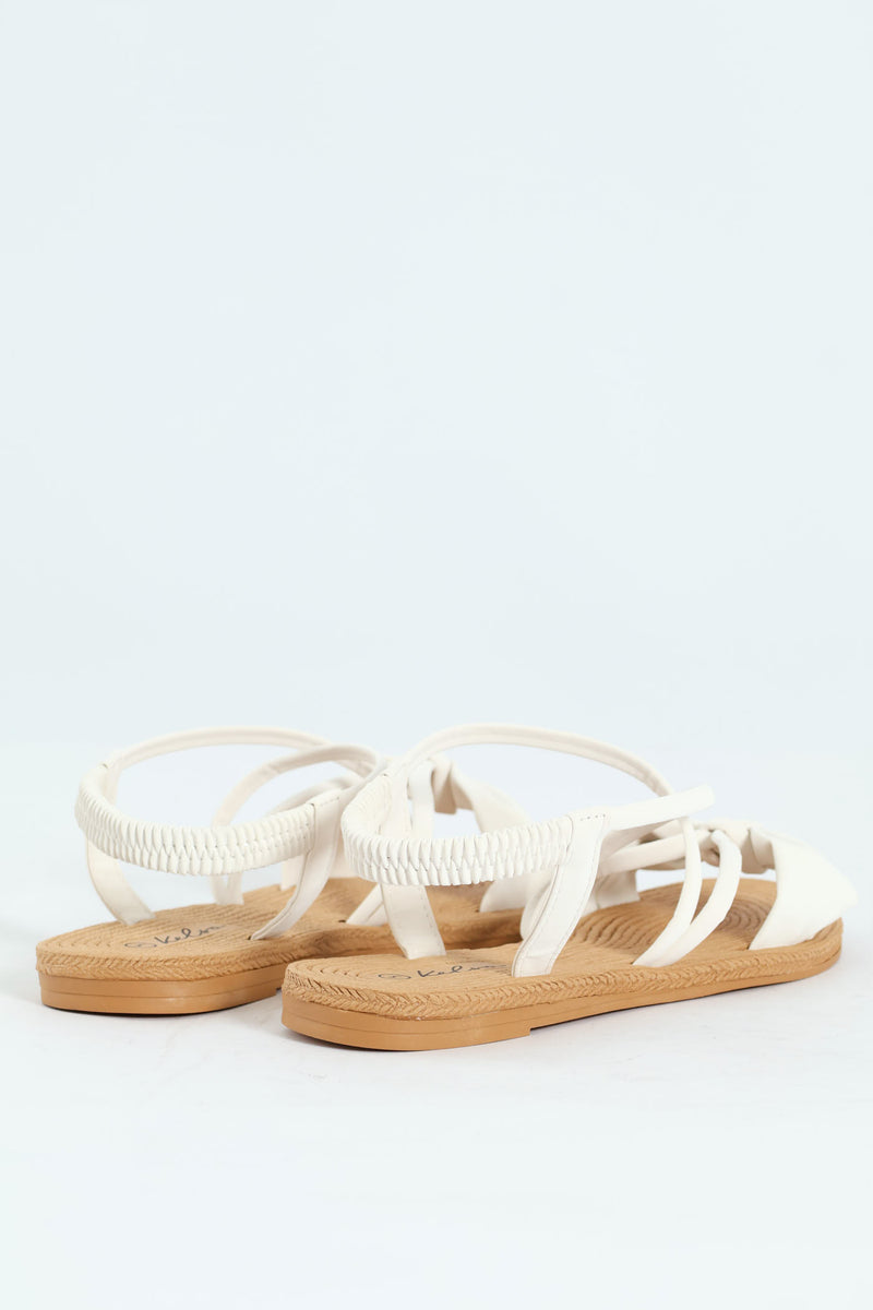 Elasticated Bow Slingback Sandal - Off White