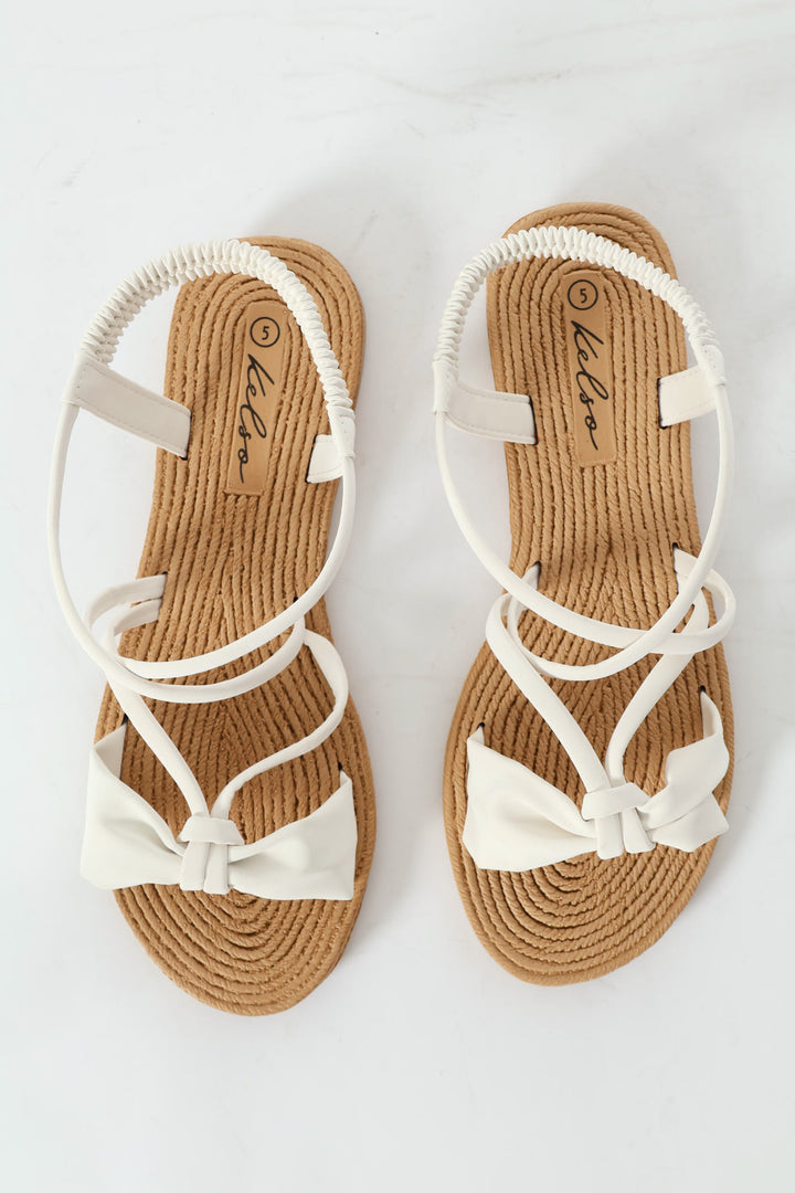 Elasticated Bow Slingback Sandal - Off White
