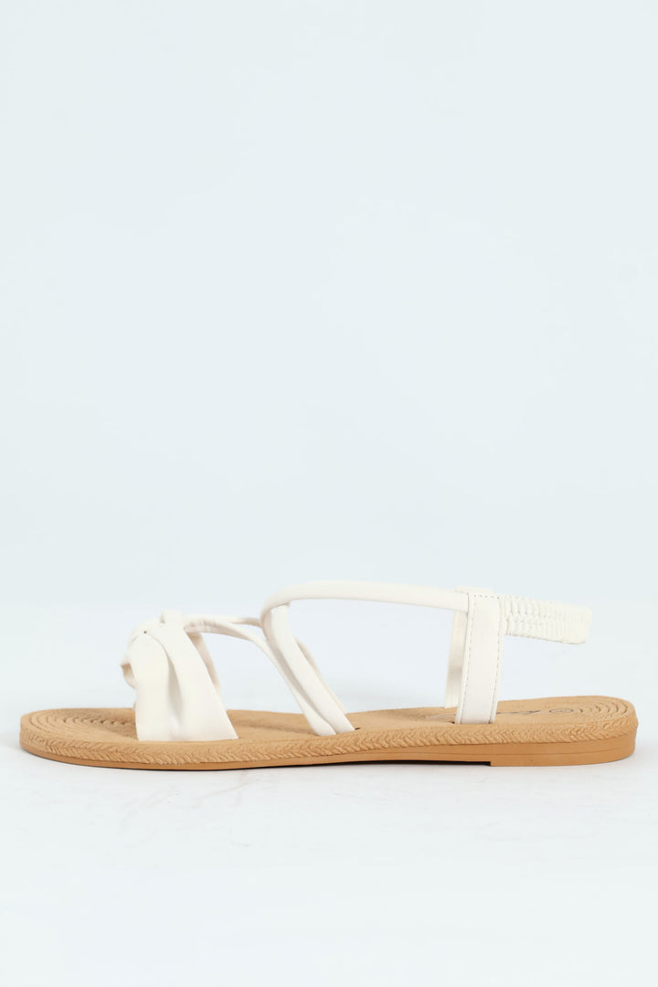 Elasticated Bow Slingback Sandal - Off White