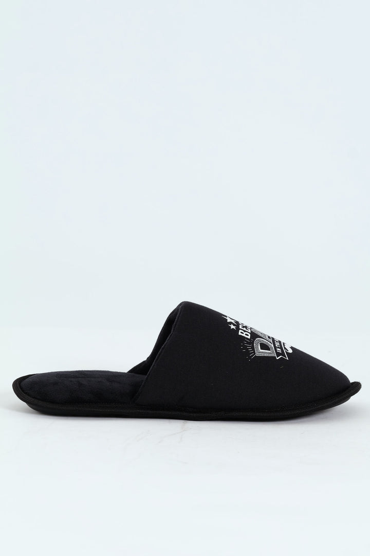 Best Dad Slogan Slipper - Black