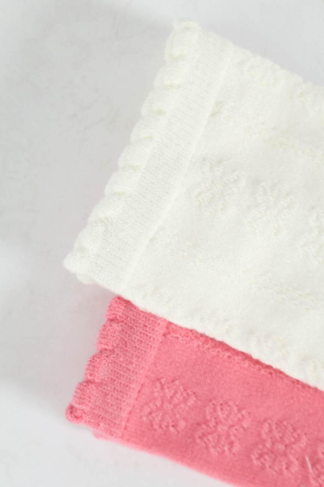 2 Pack Jacquard Flowers Crew Socks - White/Pink