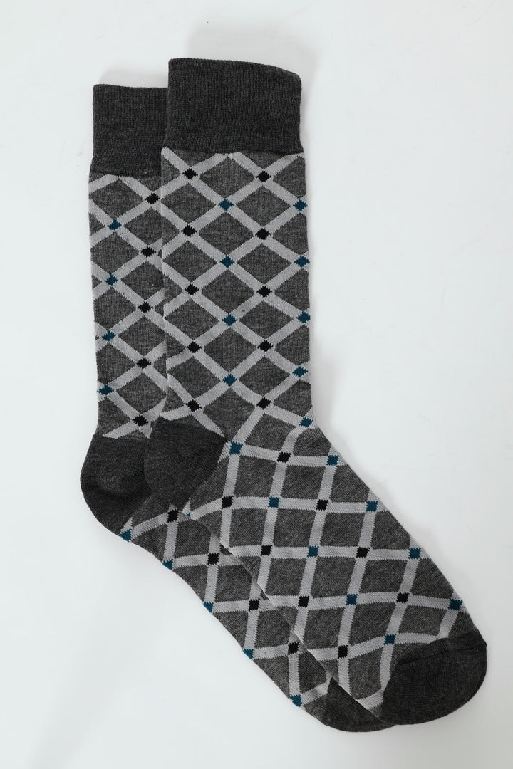 Print Single Anklet Socks - Mid Grey Melange