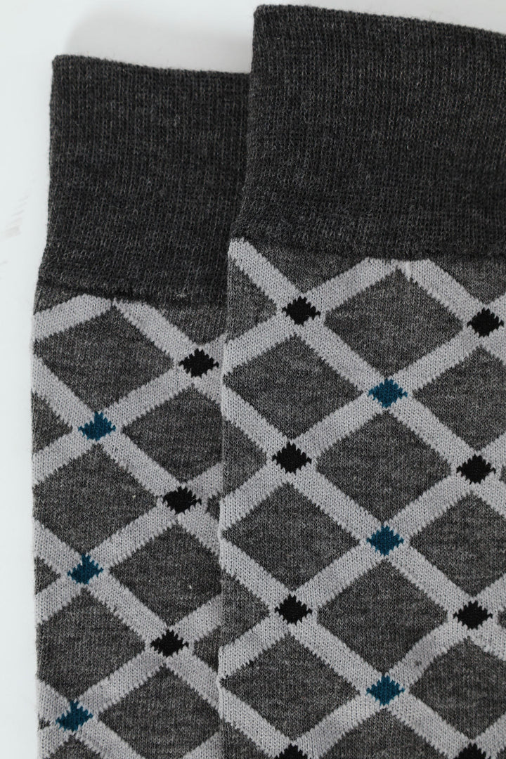 Print Single Anklet Socks - Mid Grey Melange