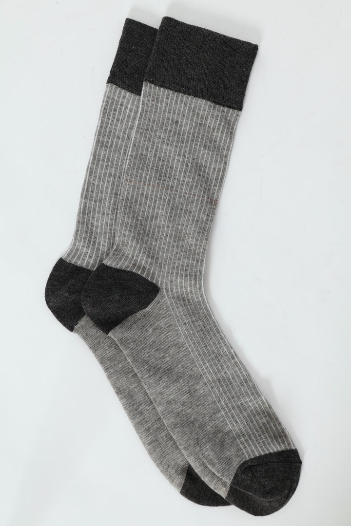 Rib Look Single Anklet Socks - Light Grey