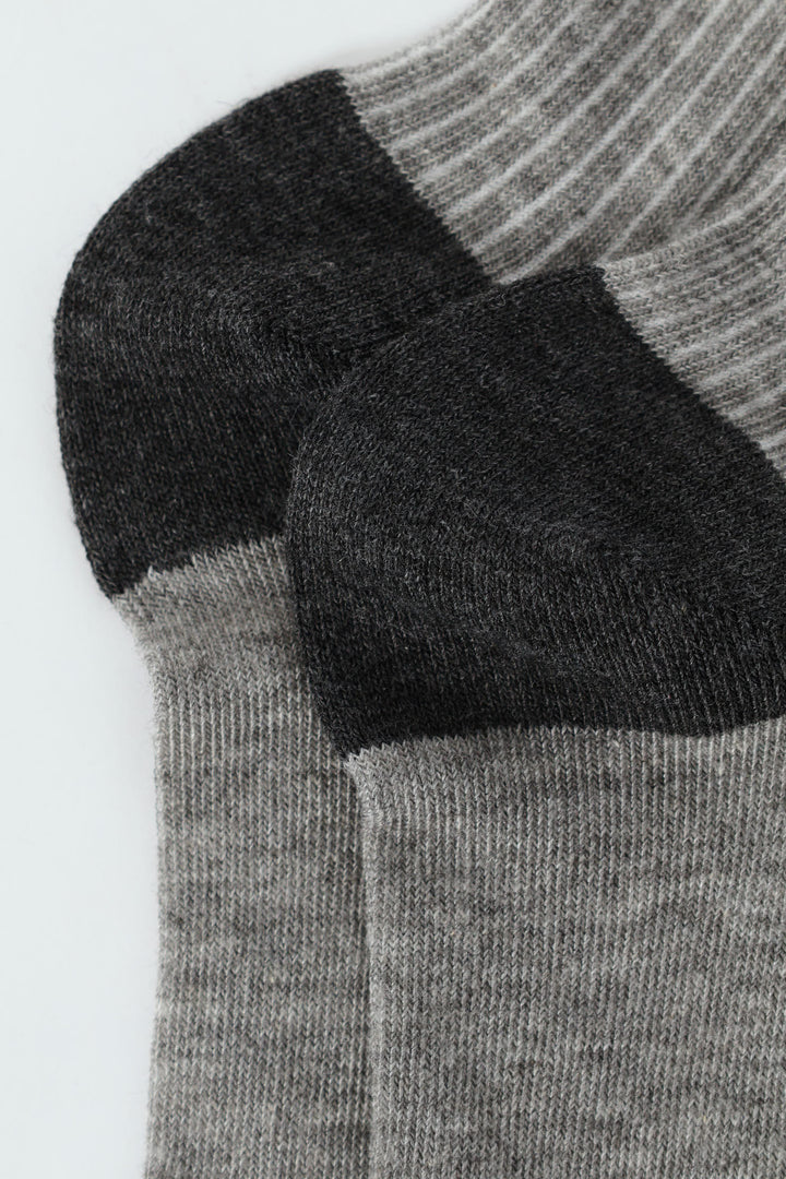 Rib Look Single Anklet Socks - Light Grey