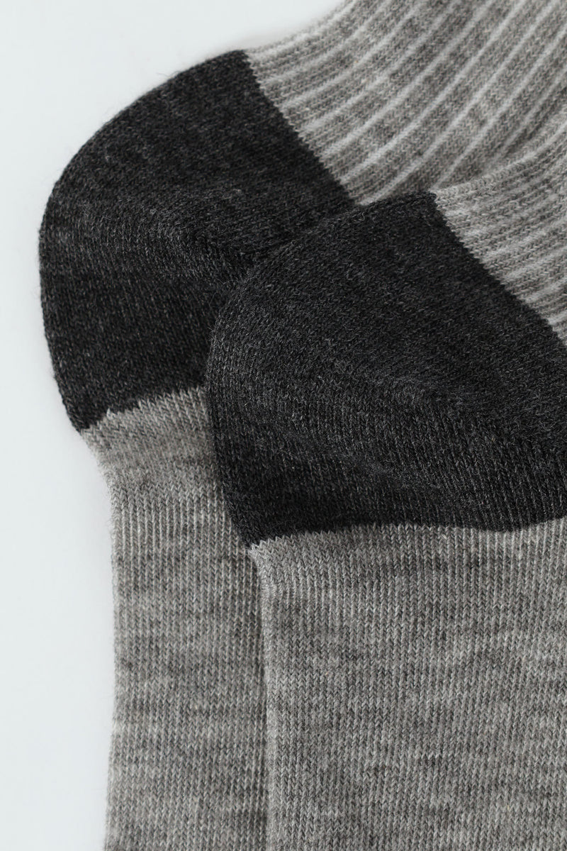 Rib Look Single Anklet Socks - Light Grey