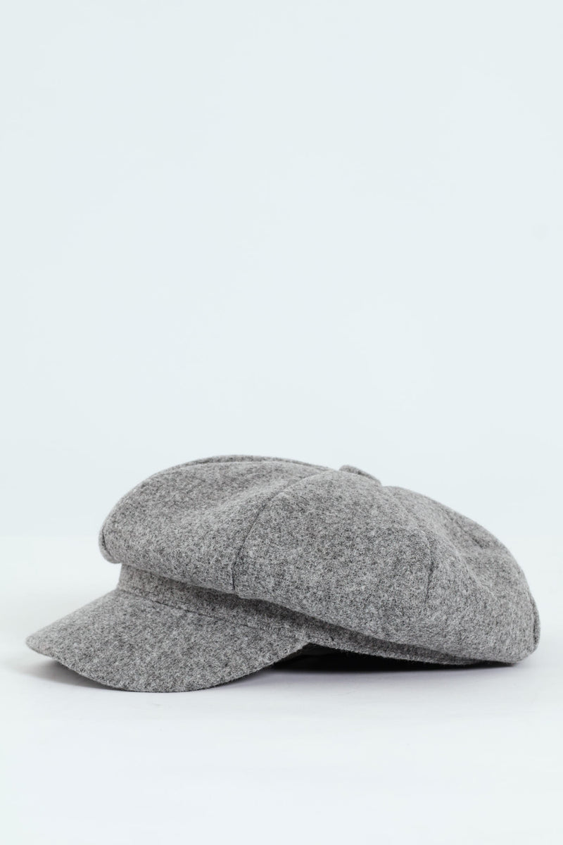 Felt Baker Boy Hat - Grey Melange