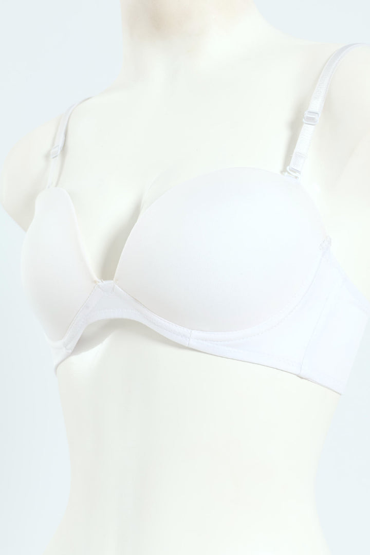 2 Pack Low Plunge Multiway Bra - White/Beige