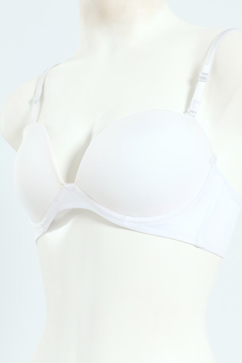 2 Pack Low Plunge Multiway Bra - White/Beige