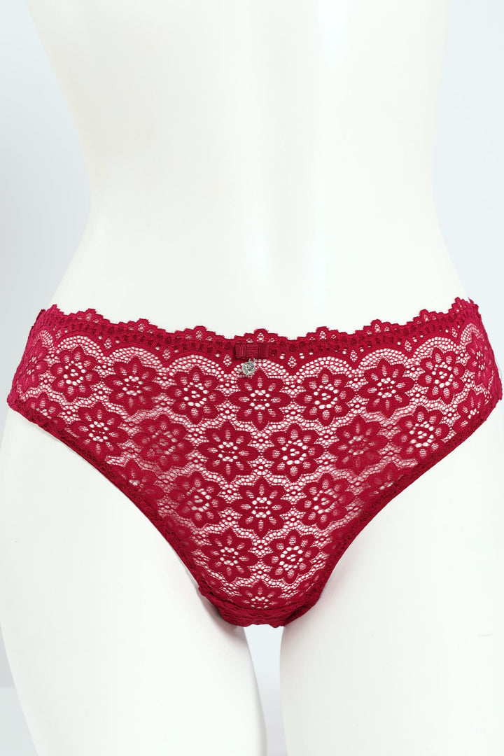 Full Lace Bikini Panty - Wine