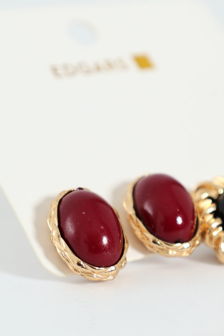 2 Pack Statement Stud Earrings - Gold