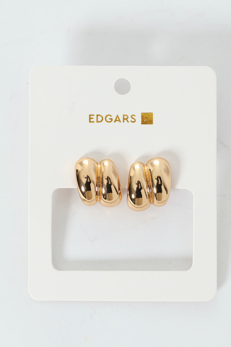 Double Bubble Hoop Earrings - Gold