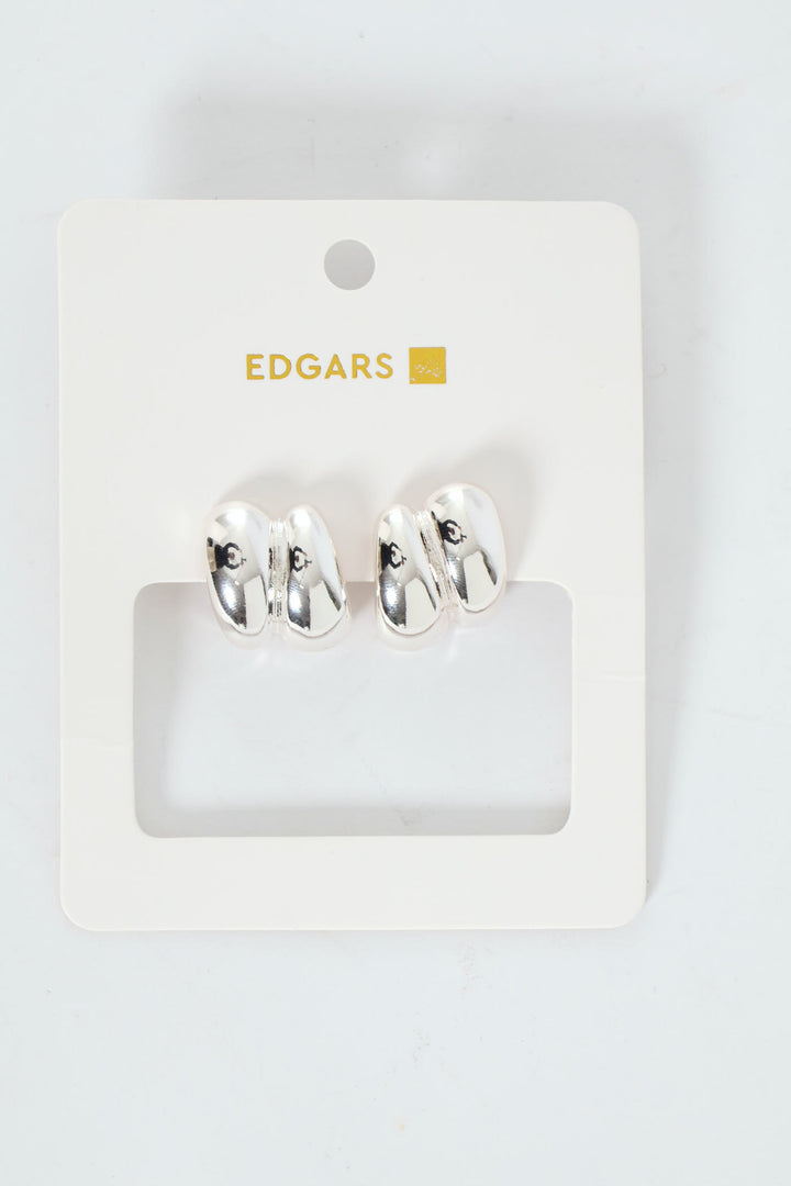 Double Bubble Hoop Earrings - Silver
